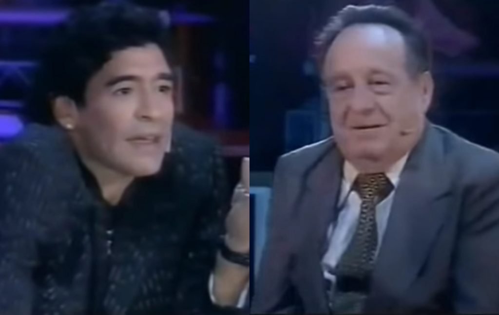 Diego Armando Maradona entrevistou Roberto Gómez Bolaños em 2005, na TV argentina (Reprodução: El Trece)