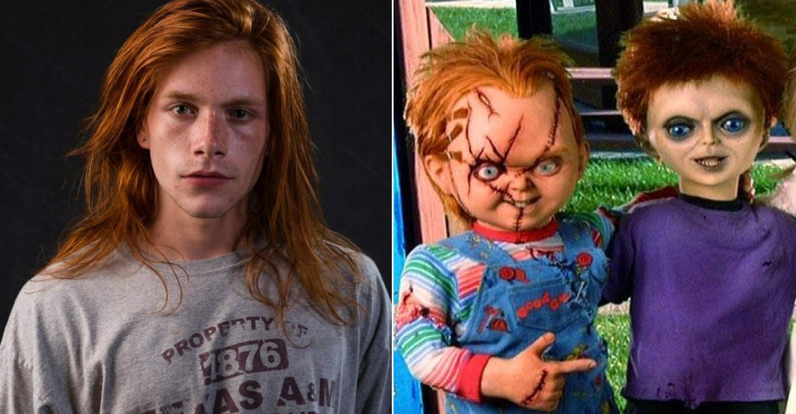 Chucky e seu filho Glen (à direita), que, na TV, será vivido por Aaron Moynihan (Reprodução / Neil Jou Agency / Rogue Pictures)