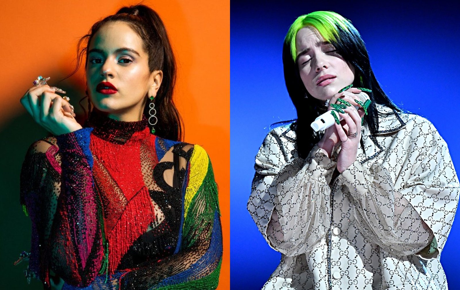 Billie Eilish e Rosalia (Reprodução/Montagem Estrela Latina)