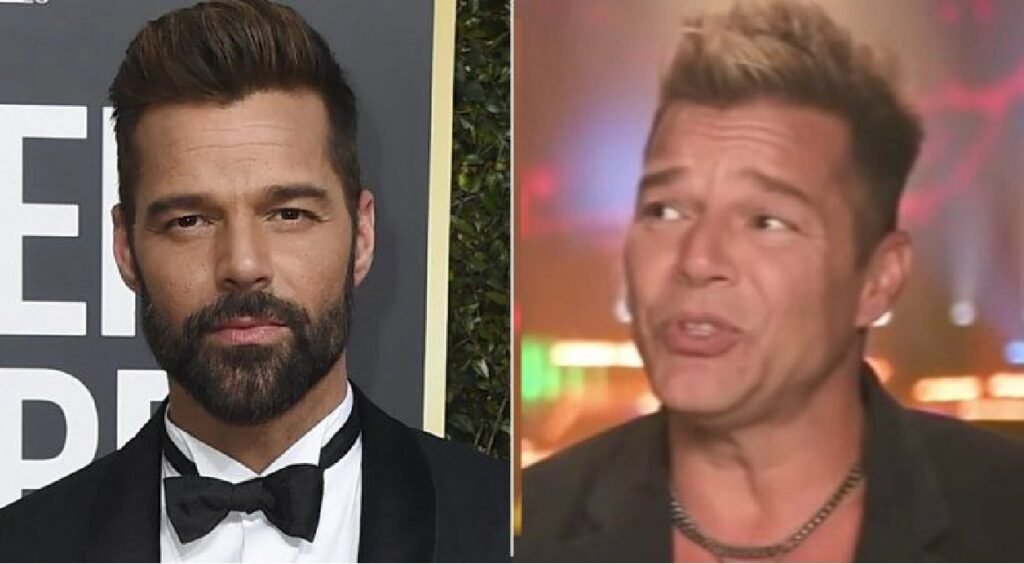 O cantor Ricky Martin (atualmente, à direita) não parece mais o mesmo de antes (à esquerda) (Reprodução)